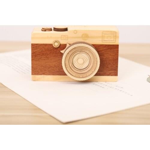 Wooden Camera Models Music Box Retro Creative Camera Music Box Birthday Gift Music Box