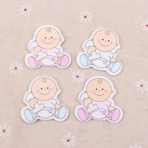 Blue/Pink Baby Pattern Scrapbooking Craft DIY Embellishment For Handmade Sewing Home Decoration 35x35mm 20pcs MT0377-FD