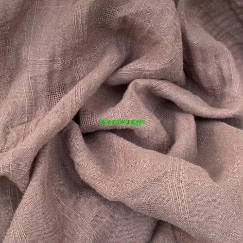 Foreign trade sand washed ramie gingham cloth, retro ramie soft plaid clothing fabric