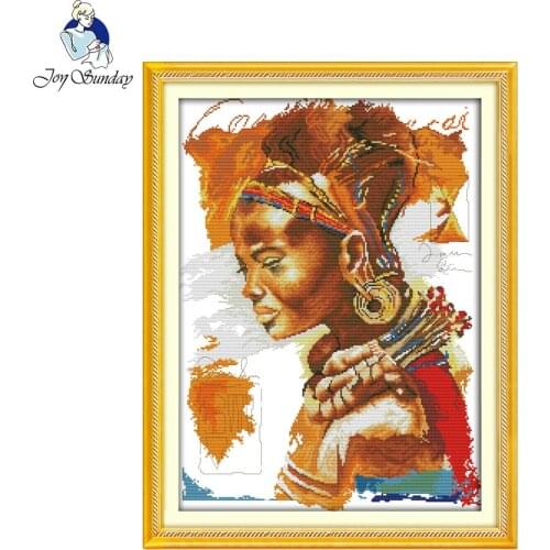 Joy sunday figure style The African woman cross stitch stitches size chart pattern kits embroidery painting for hand make craft