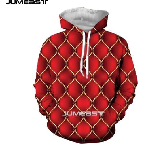 Jumeast Brand Men/Women 3D Printed Sweatshirt Harajuku Red Pattern Long Sleeve Cap Hoody Sport Pullover Hoodies