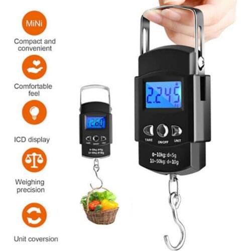 Pocket Scale Backlit LCD Screen Weighing Scale Portable Electronic Balance Digital Fish Hook Scale with Measuring