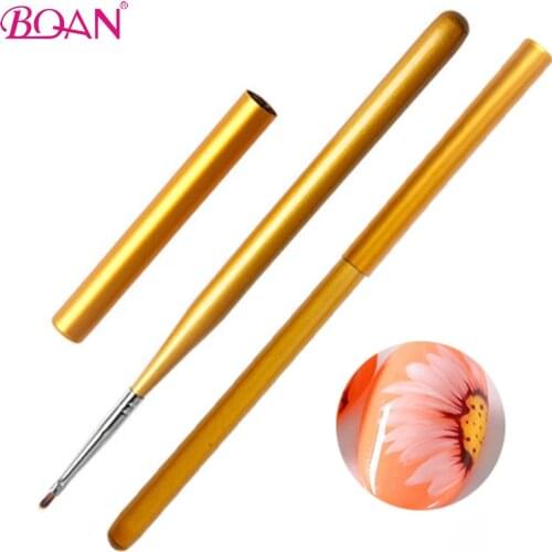 BQAN Gold Petal Nail Brush Pearl Acrylic Nail Art Liner Brush French Lines Stripes Grid Flower Painting Drawing PenManicure Tool