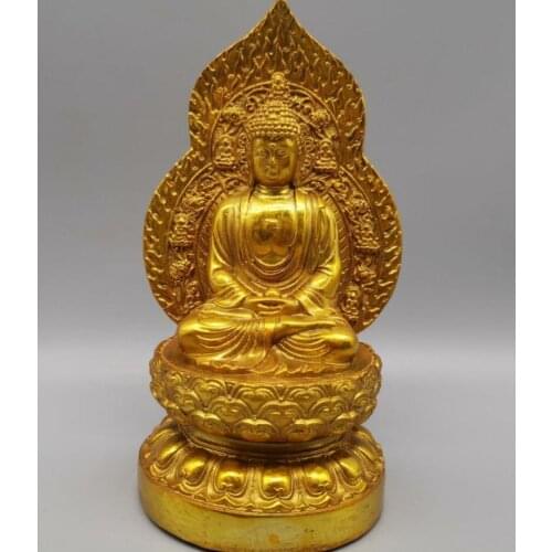 China brass backlight Buddha crafts statue