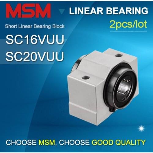 2pcs SC16VUU/ SC16SUU SC20VUU/ SC20SUU Short Linear Bearing Block Compact Sliding Units Aluminium Housing Case Bushing CNC Parts
