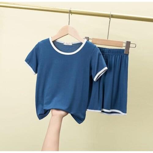 3-12year Summer Children Pajama suits Modal Soft Boys and Girls Home wear Sleeping wear 2pcs T-shirt & shorts Sets Kids clothes