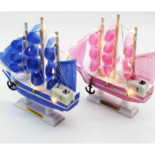 Nautical Wooden Sailing Boat Ship Wood Crafts Handmade Retro Ship Model Wood Decoration Sailboat Birthday Gift kids Home Decor