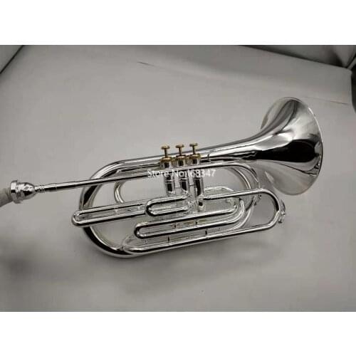 High Quality Marching Baritone Bb Tune Sliver Plated Professional Musical Instrument With Case Free Shipping
