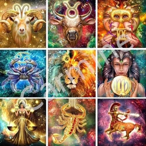 DIY 5D Diamond Painting Lion 12 Constellation Kit Cross Stitch Embroidery Mosaic Picture Full Round&Square Drill Home Decoration
