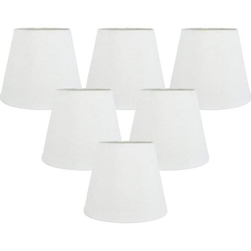 GTBL Set of 6 White Fabric Cloth Clip on Chandelier Lamp Shades, Replacement for E14 Wall Lamp Chandelier Home Decoration