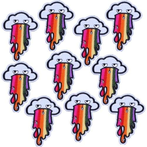 10PCS Cheap Rainbow Parches Embroidery Iron On Patches For Kid Jacket Ornament Patch Clothing DIY Stripes Sticker Motif Applique