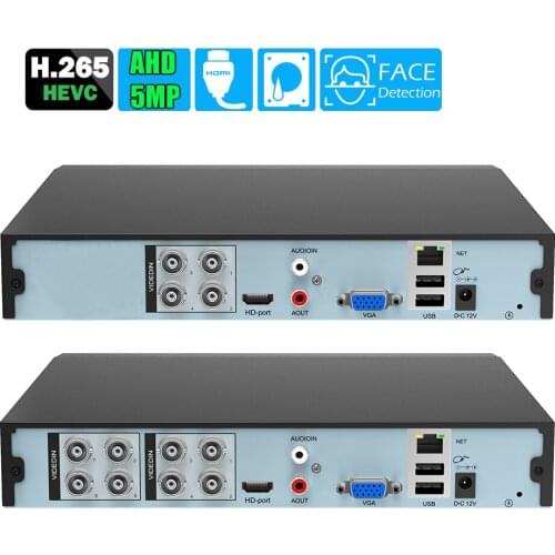 Face Detect H.265 AHD DVR 4/8 Channel Video Recorder DVR NVR H.265 Hybrid 6 in 1 for TVI CVI CVBS AHD 5MP Camera and 5MP IP Cam