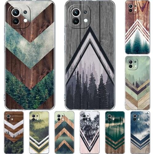 Clear Case for Xiaomi Mi Poco X3 NFC M3 11 10T Lite Phone Soft Cover Note 10 Pro Transparent Celular Forest Geometry Wood Nature