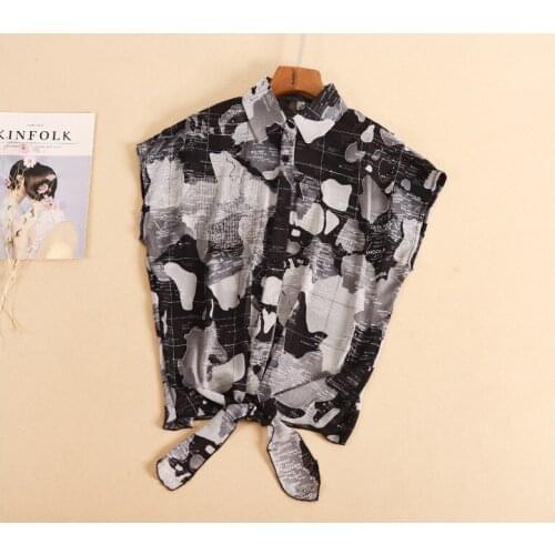 Detachable Fake False Collar White Blouse Women Outer floral sleeveless chiffon shirt Spring Pocket Official Tops shirt collar