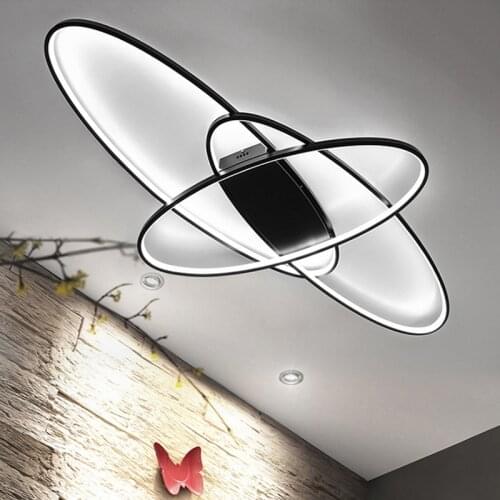 White/Black RC Dimmable Modern Led Ceiling Lights For Living Room Bedroom Study Room Home Deco Ceiling Lamp Fixtures 110V 220V