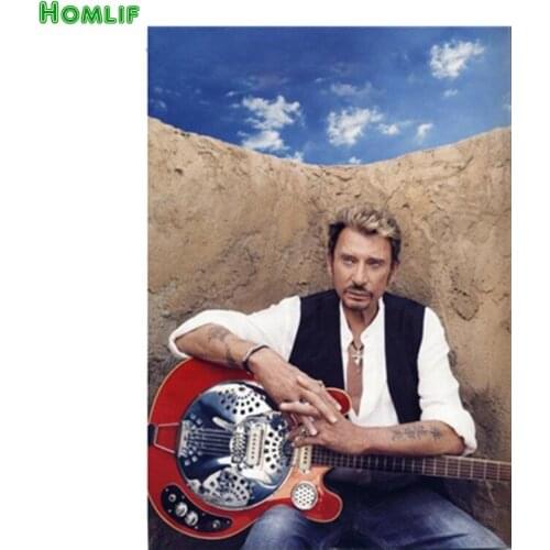 Superstar chanteur johnny hallyday diamant peinture point de croix ronde Strass broderie en plastique craftsFull diamant peintur