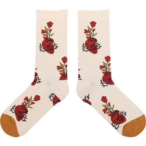 Street Fashion Cotton Socks Cupid Angel Bubble Love Heart Foam Frot Human Skeleton Skull Pistol Handgun Vine Gun Sun Moon Star