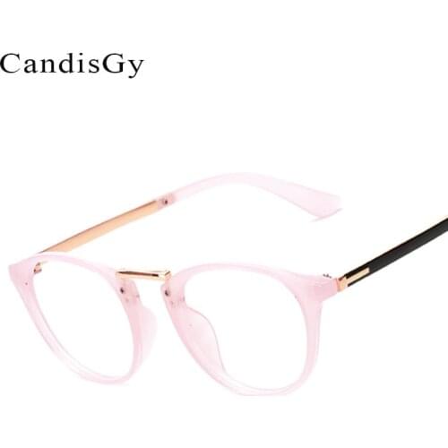Vintage Pink Glasses Frame Brand Designer Men Women OVAL Metal Optics Classic Eyeglasses Frames Clear Transparent Lens