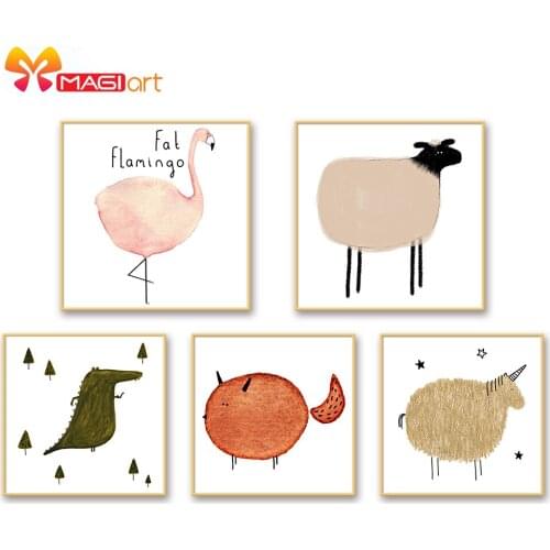Cross stitch kits Embroidery needlework sets 11CT water soluble canvas patterns 14CT Animal style Minimalist animals-NCMA101