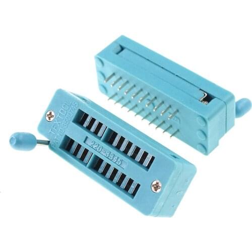 10pcs Test IC DIP ZIF ZIP Socket 20 Pin Pitch 2.54 mm Press-Fit Dual Row Spacing 7.62 mm 0.3" Gold plate 2x10 20 Position Grid