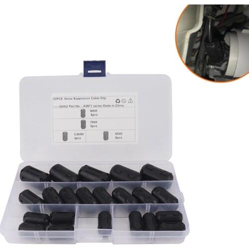 22Pcs3.5mm/5mm/7mm/9m Clip On Connector Clamp Ring Kit Noise Suppressor Ferrite Core Filters Cable Filters Cable Connector Clamp