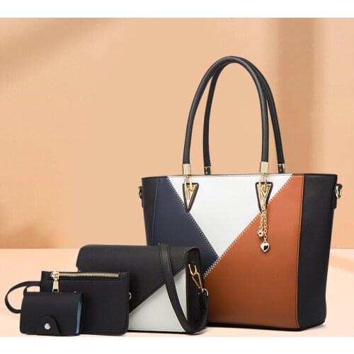 High Quality 4 Piece Set Womens Bag Fashion Stitching Shoulder Bag Tote 2021 New Handbags Crossbody Bags Large Capacity Set Bag