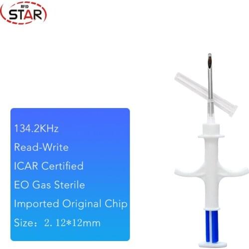 200pcs/lot 2x12mm animal ID syringes FDX-B Livestock Id Implantable ISO11784/785 pet microchip animal Syringe 134.2KHz injectors