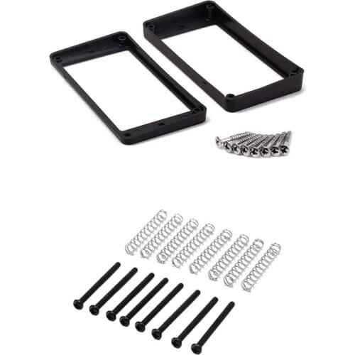 8 Pcs M2.5X32mm Electric Guitar Humbucker Pickups Screw and Spring & 2PCS Black Curved Humbucker Pickups Frame Rings