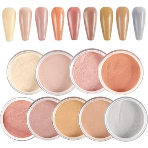 9Pcs 15g Brown Nude Acrylic Nail Art Powder Carving Dipping Powder Polymer Dust For Manicure Melanin Nails Accessories Supplies