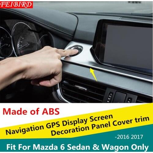 ABS Chrome Navigation GPS Display Screen Decoration Panel Cover Trim Interior For Mazda 6 Sedan & Wagon 2016 2017