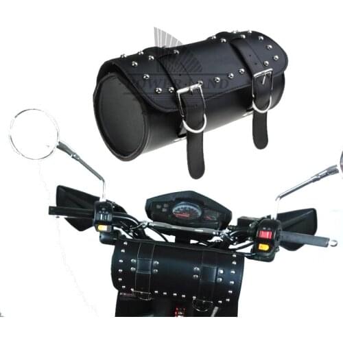 Brand New PU Black/Brown Front Fork Tool Bag Luggage Saddle Bag For Honda Harley Chopper Bobber Cruiser Dyna Softail Sportster