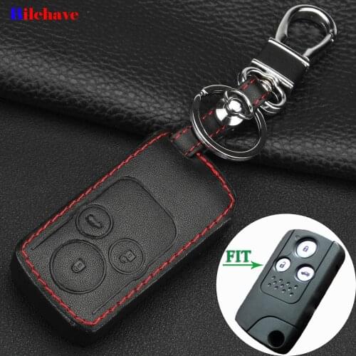Bilchave 3 Buttons Remote Car Hand-stitched leather Case Cover Fob For Honda Accord Car-Styling Holde