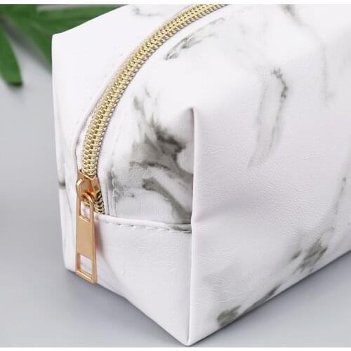 Large Cute Pencil Case Pen Box Zipper Bags Marble Makeup Storage Supplies G6DD