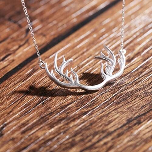 DreamySky Pure Deer Antlers Silver Color Necklaces For Women Jewelry Collar Colar Drop Shipping