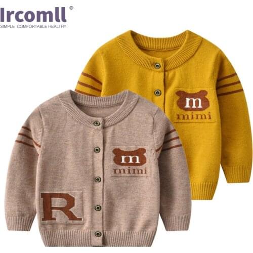 Ircomll Autumn Spring Kid Boys Knitted Cardigan Sweater Children Toddler Letter Cotton Baby Children Clothing Top Outerwear 1-4Y