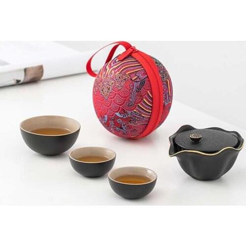 Chinese tea set Set of ceramic travel kungfu tea set Simple tea brewing set for outdoor tourism Express cup Tea set suit