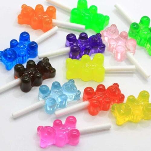 Cute Gummy Bear Lollipop Cabochons Dollhouse Miniature Gummy Bear Lollipop Flatback Resin Cabochons For Earring DIY