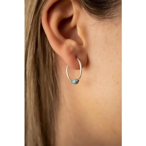 SRO Fashion Ring Model Turquoise Single Stone Silver Earrings Modern Design Premium Jewelry For Women Hand Made Comfort Style