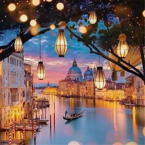Street View Landscape DIY Embroidery 11CT Cross Stitch Kits Needlework Craft Set Printed Canvas Cotton Thread Home Design