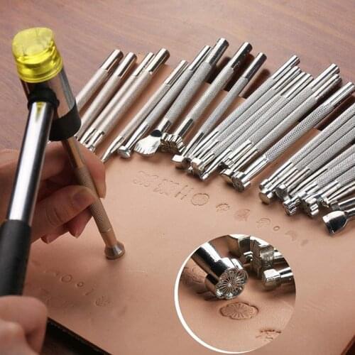 20Pcs DIY Leathercraft carving Hand Working Saddle Making Stamping Tools Set Leather Seal Engraving Printing Mold Engraving