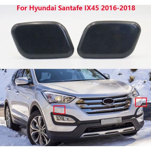 Unpainted 1 Pair Front Bumper Left Right Head Light Lamp Washer Spray Nozzle Cover cap for Hyundai Santafe IX45 2016 2017 2018