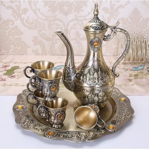 New creative European-style zinc alloy wine glass wine set metal crafts gifts home wine cabinet decorative ornaments