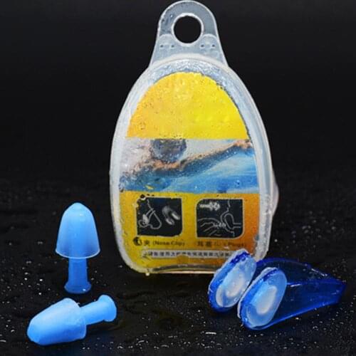 Swimming Nose Clip Ear Plugs Set With Case Silicone Earplugs For Men Women And Child