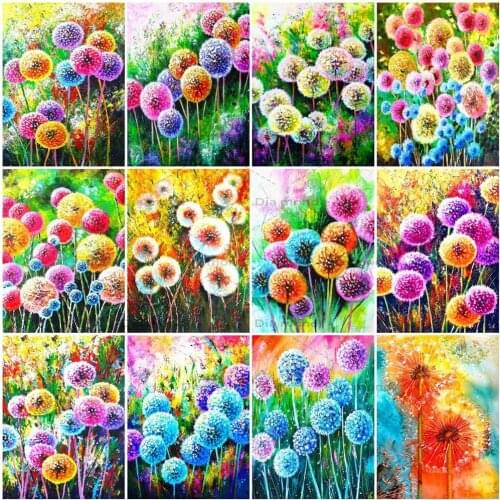 Full Drill Diamond Painting Dandelion Cross Stitch 5D Handicraft Rhinestones Diamond Embroidery Flower Mosaic Home Decoration