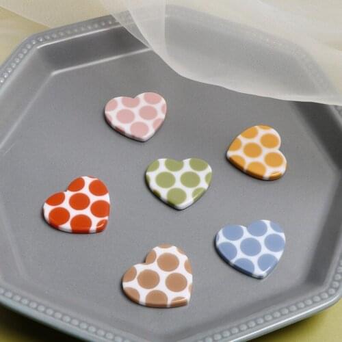 Retro Cute Polka Dot Dotted Heart Peach Heart Contrast Color Resin Patch DIY Ornament Earrings Accessories Material