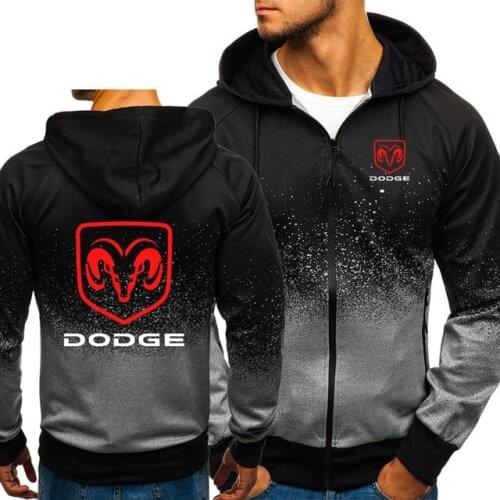 New Gradient For Dodge Sweatshirts Harajuku Hoodies Zipper Pullover Sweatshirt Men Cotton Clothing Jackets Coats