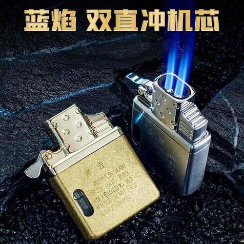 Zorro double straight jets lighter inflatable blue flame windproof transparent gas tank outdoor fire tool