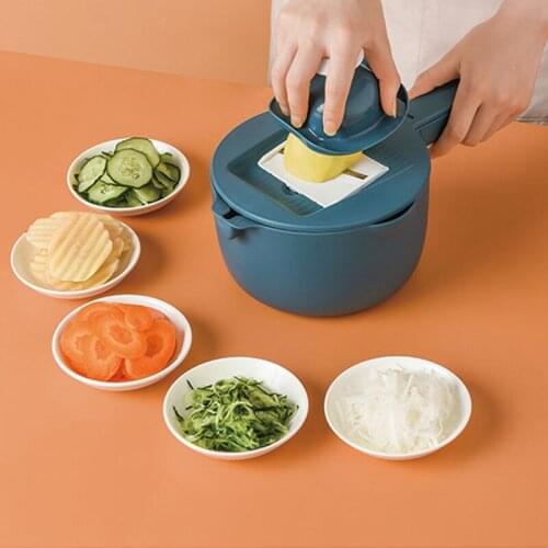 045 Multifunctional shredded Scoop shaped 5-blade 10 in 1 double-layer water draining potato slicing vegetable chopper