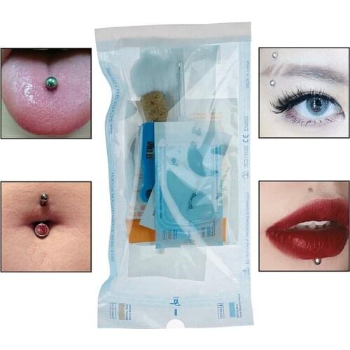 1 Set Sterilized Disposable Body Jewelry Pack Unit Piercing For Ear Nose Nipple Belly Navel Septum Needle Kit Professional