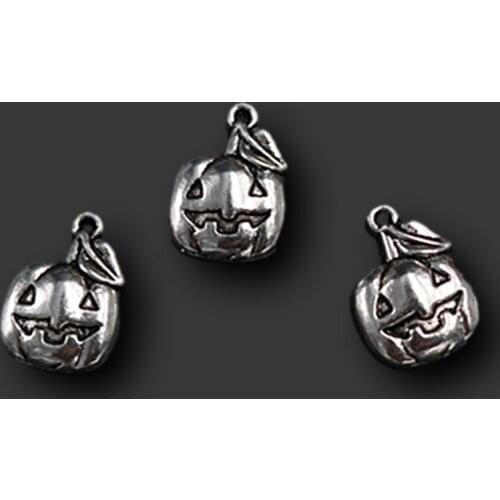 10pcs Silver Plated Pumpkin Jack Glamour Alloy Pendant Bracelet Necklace DIY Handmade Halloween Jewelry Findings 20*14mm A1361